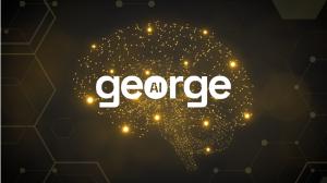 The GEORGE AI Logo Superimposed Over A Neural Net Graphic